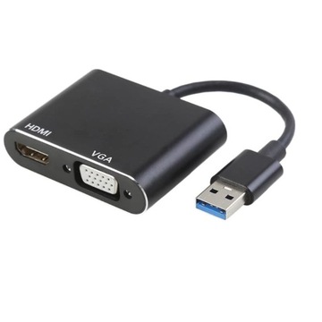 ВИДЕОКАРТА с USB 3.0 на HDMI и разветвителем VGA
