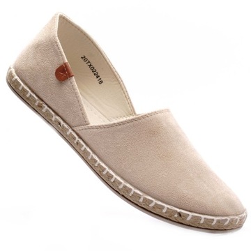 NEWS ESPADRYLE WSUWANE DAMSKIE BEŻ ZAMSZ 2416 40