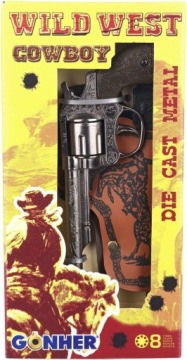 REWOLWER KOWBOJSKI METALOWY Z KABURĄ 8 NABOI GONHE