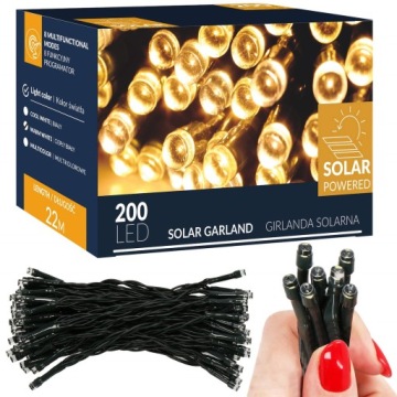 СОЛНЕЧНЫЕ ГИРЛАНДЫ 200 LED GARDEN солнечные 22м ТЕПЛЫЙ БЕЛЫЙ