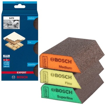 Gąbka szlifierska KOSTKA zestaw 3 szt S470 BOSCH EXPERT