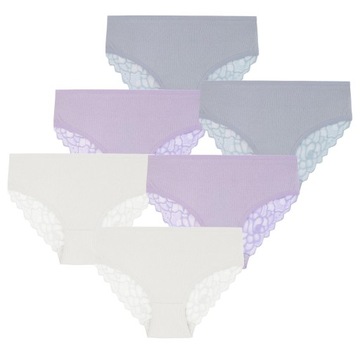 6x Figi Majtki Damskie Prążkowane Bikini Bawełniane Koronkowe MORAJ XL