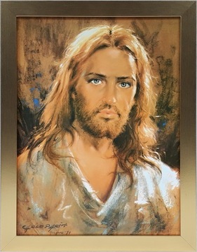 OBRAZ 45x35 JEZUS CHRYSTUS ZŁOTA RAMA