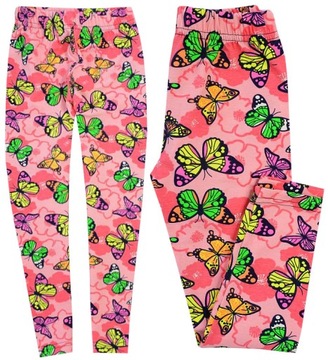 GETRY LEGGINSY RÓŻ NEONOWE motylki 158 H001E
