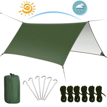 TARP TURYSTYCZNY PŁACHTA 300X300CM BIWAKOWA PRZECIWSŁONECZNY ZESTAW+TORBA