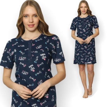 KOSZULA NOCNA KRÓTKI RĘKAW /4 GUZIKI /100%BAWEŁNA