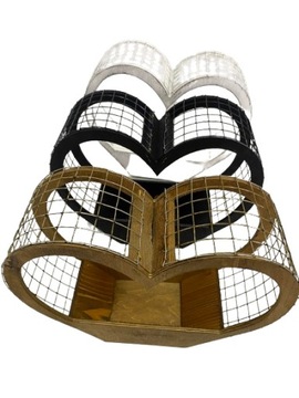 КОРЗИНКА-КЛЕТКА БЕЛАЯ СЕРДЦЕ, ДЕРЕВЯННАЯ КРЫШКА, ВЫСОТА 28 СМ.