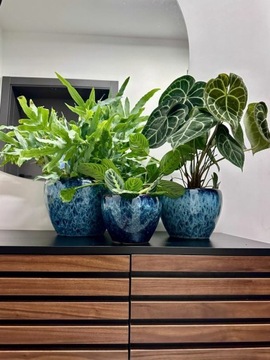 Osłonka Doniczka Ceramiczna 26x18 cm niebieska