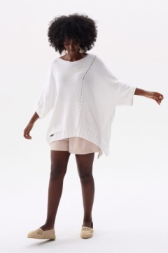 Синий теневой свободный белый ажурный свитер GUSTTI UNI 46/48 oversize