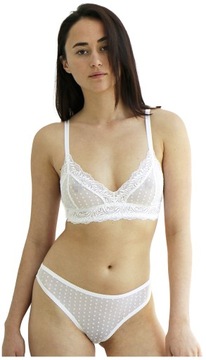 Komplet bielizny damskiej seksowny koronkowej biały braletka figi 90D