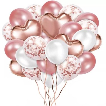 Balony Zestaw Konfetti Serca Rose Gold 18 URODZINY
