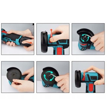 МИНИ-АККУМУЛЯТОРНАЯ УГЛОВАЯ ШЛИФОВАЛЬНАЯ МАШИНА 2x АККУМУЛЯТОР 10x ДИСК 19500 ОБ/МИН