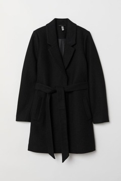 H&M HM Płaszcz z wiązanym paskiem wiązany pasek damski miękki stylowy 36 S