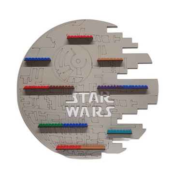 Półka na klocki szara STAR WARS STATEK GWIAZDA ŚMIERCI na ludziki figurki