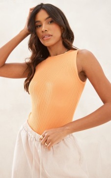 PRETTYLITTLETHING POMARAŃCZOWE BODY NA RAMIĄCZKACH CASUAL RL A545093