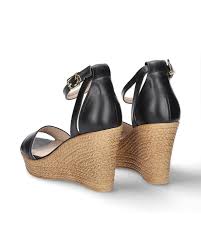 czarne skórzane espadryle sandały damskie na koturnie platformie Karino 38