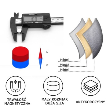 MAGNES NEODYMOWY WALCOWY 10x5 mm MOCNY, okrągły, krążek, HUNTER - 10 SZTUK