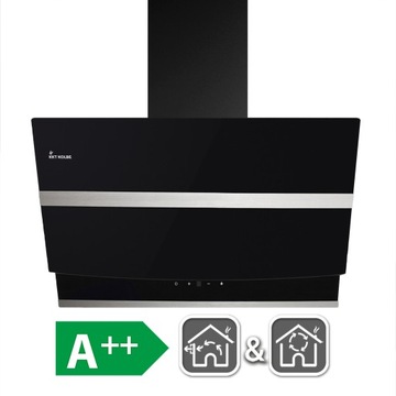 Кухонная вытяжка 80 см настенная, черное стекло WiFi Smart APP LED