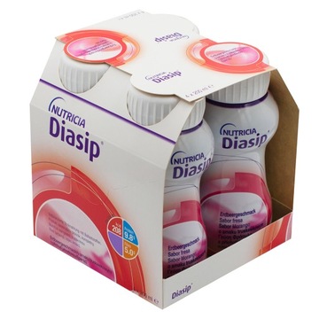 Diasip, płyn o smaku truskawkowym 4x200ml