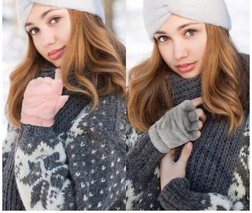 ПЕРЧАТКИ ДЛЯ КОШКИ ЖЕНСКИЕ, УТЕПЛЕННЫЕ ЗИМНИЕ ВАРЕЖКИ БЕЗ ПАЛЬЦЕВ, МЕДВЕДИ