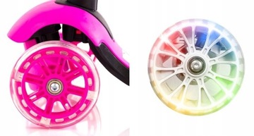 БАЛАНСОВЫЙ СКУТЕР 5в1 BIEDRONKA ТРЕХКОЛЕСНЫЙ СВЕТОДИОДНЫЙ РОЗОВЫЙ