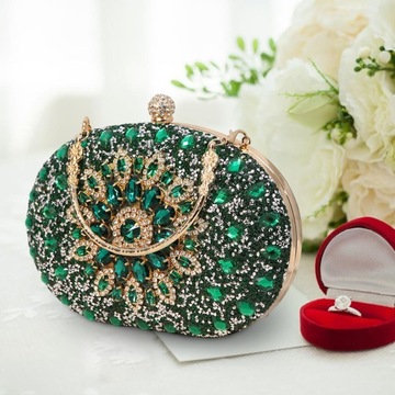 Damska torba wieczorowa Torebka ślubna Rhinestone Zroszony Elegancka mała torebka niebieska