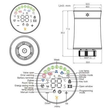 MOES TUYA ZigBee 1x ТЕРМОСТАТ НА ГОЛОВКЕ + БЛОК УПРАВЛЕНИЯ