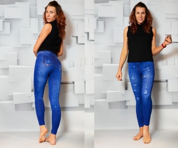 Legginsy DAMSKIE Getry Spodnie Leginsy MODNE Getry Jeans rozmiar L/XL