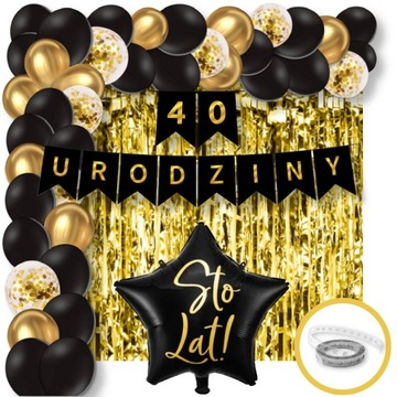 Zestaw Balony Baner 40 Urodziny Czterdziestka