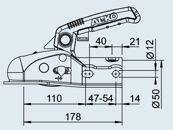 Эвакуатор AL-KO AK270 BALL HITCH 2700KG FI50 ТРУБА
