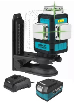 DEDRA Multilaser poziomica laserowa 3D SAS+ALL zielony laser ZESTAW 4AH