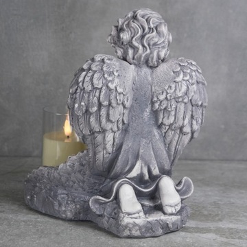 БОЛЬШАЯ СЕРАЯ СВЕЧА + СВЕЧА, ГИПСОВАЯ ФИГУРКА ГРОБНИЦЫ, СВЕТОДИОДНАЯ ЛАМПА 3XAAA