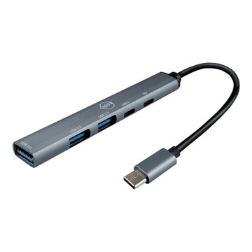 HUB USB-C Rozgałęźnik Rozdzielacz Portów Adapter SLIM 3x USB 2x USB-C PD