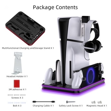 Podstawka chłodząca RGB z kontrolerem i portalem do ładowania PS5 dla PS5/PS5 Slim