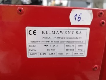 Переносной вентилятор KLIMAWENT WPA-7-P-3-N 400В