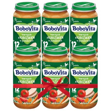 BOBOVITA Warzywa z kurczakiem w pomidorach, 250g 3+3 gratis