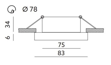 Встраиваемый светильник IP44 + светодиодная лампа GU10 10 Вт.