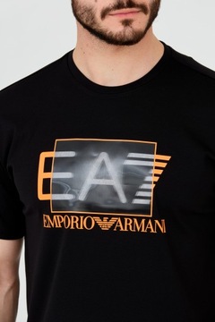 EA7 Czarny t-shirt z holograficznym logo S