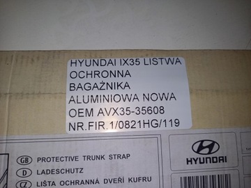 IX35 10-15 VRSTVA LIŠTA KUFRU NÁRAZNÍKU ZADNÍ