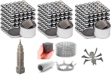 KULKI NEOCUBE MAGNETYCZNE ZESTAW 648 szt SREBRNE
