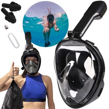 Полнолицевая маска L/XL для плавания, дайвинга, подводного плавания, складная.