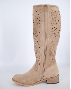 AŻUROWE OFICERKI DAMSKIE ZAMSZOWE LETNIE KOZAKI PRZEWIEWNE WIOSENNE 38