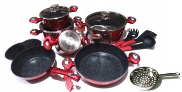 CERAMICZNE MARMURKOWE GARNKI KOMPLET 15 EL CHERRY +SITKO DO ROBIENIA KLUSEK