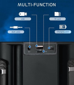 Динамик для караоке с 2 беспроводными микрофонами Bluetooth HD