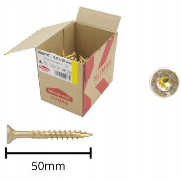 WKRĘTY CIESIELSKIE DO DREWNA KMWHT TORX ŁEB STOŻKOWY 6,0x50 TORX 200szt