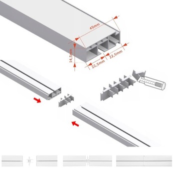 Karnisz sufitowy z osłoną Szyna sufitowa pojedyncza PCV z maskownicą 350