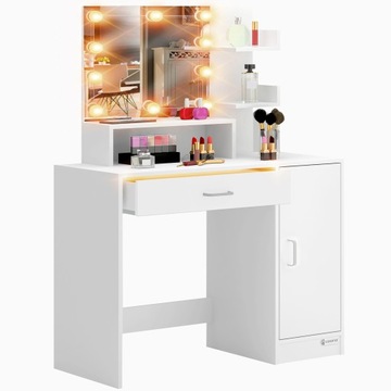 Toaletka lustro do makijazu kosmetyczna oswietlenie led biały 140x90x40cm