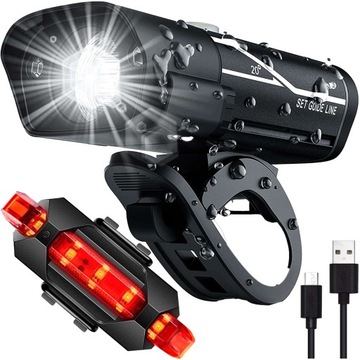 Lampka Rowerowa Przód + Tył LED Przednia Tylna Lampa Światełko USB na Rower