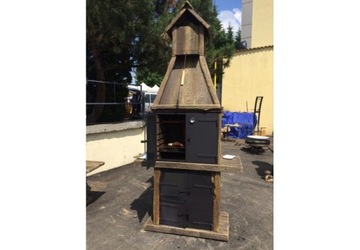 Бетонная садовая коптильня, большой гриль и коптильня Зевс, садовые коптильни