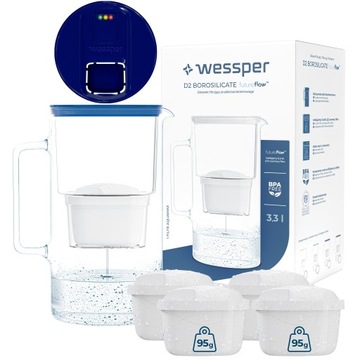 Dzbanek filtrujący Wessper FutureFlow Aquamax LED 3l + 5x Filtr do wody